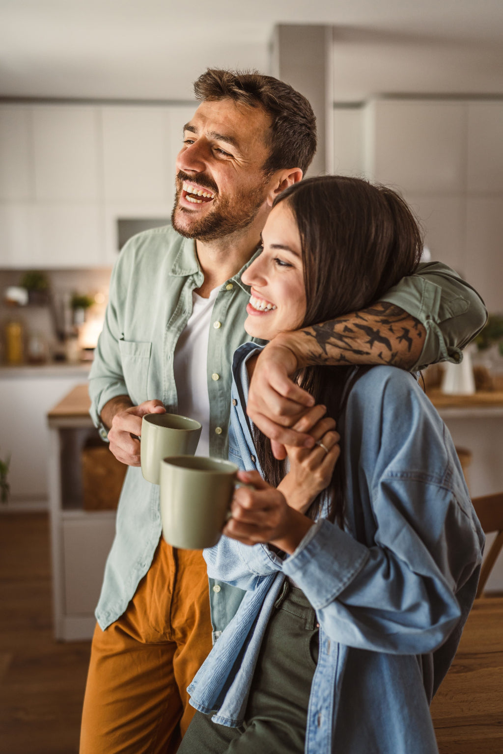Tropical Bear Coffee Whiskey Wanderlust Couple smiling and drinking whiskey barrel-aged coffee in the morning tastiest coffee good coffee single-origin coffee