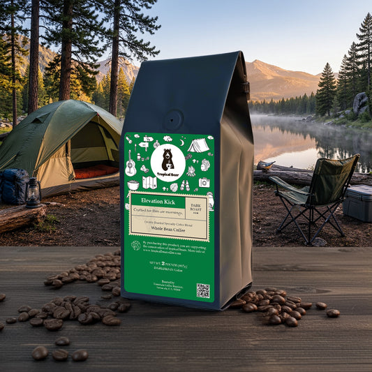 Organic coffee bag at a campground