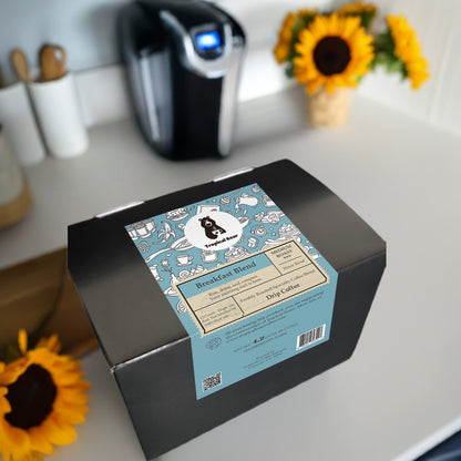 Tropical Bear Coffee Box with 12 single use coffee pods, Breakfast Blend Specialty Coffee