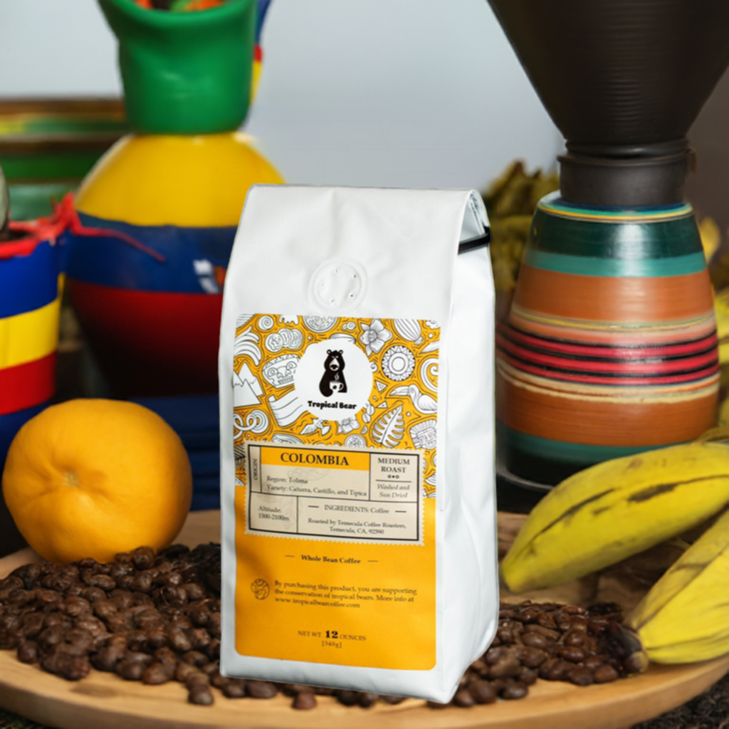 Tropical Bear Coffee Colombia ingle Origin Coffee Bag Specialty Coffee Medium Roasted Coffee Tastiest Coffee