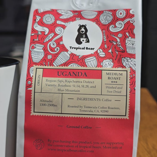 Uganda organic single origin coffee tropical bear coffee ordering online ground whole bean 