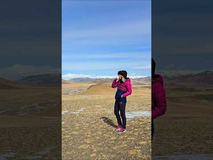 Erica Leafe sipping coffee in Mongolia. 
